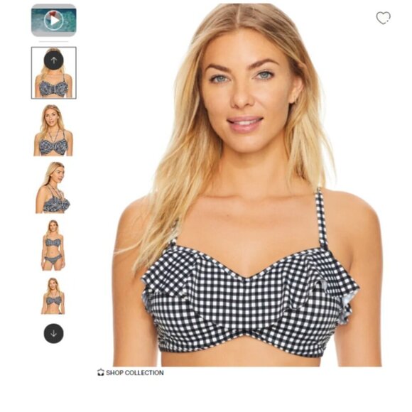 Freya Check In Underwire Convertible Checkered Bandeau Bikini Top Size 30I - Picture 4 of 7